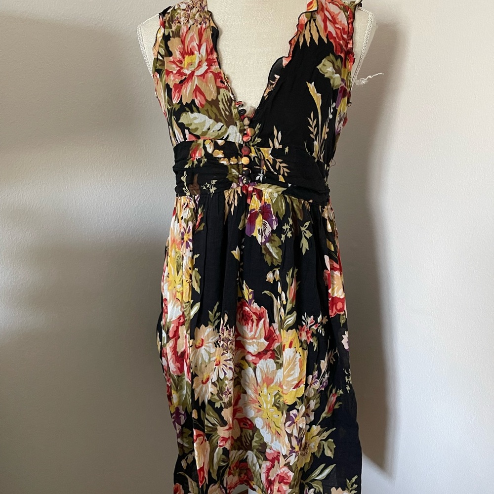 Floral linen dress for women